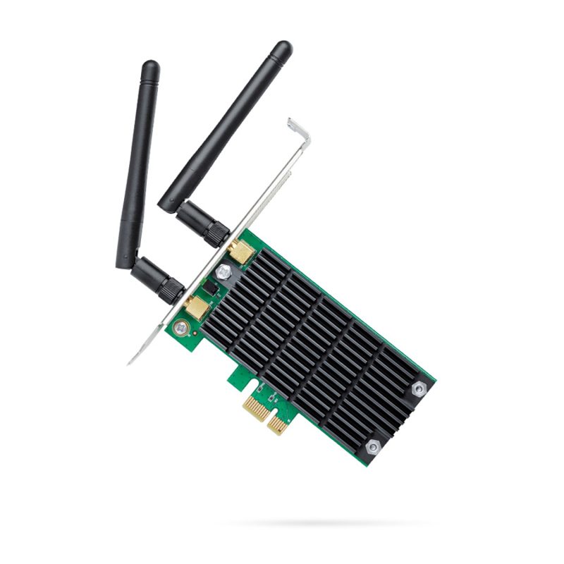 PCI WLAN TP-Link AC1200 T4E Wi-Fi PCI Express Adapter, 867Mbps at 5GHz + 300Mbps at 2.4GHz, Beamforming, 2X2 MIMO, Heat Sink, Two detacha