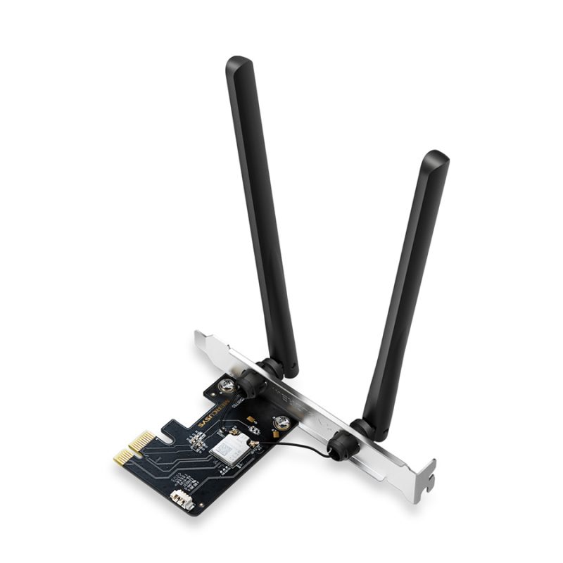 PCI WLAN Mercusys MA86XE AXE5400 Tri-Band Wi-Fi 6E Bluetooth PCI Express Adapter, 2402 Mbps at 6 GHz + 2402 Mbps at 5 GHz + 574 Mbps at 2.4 GHz, 2× Hi