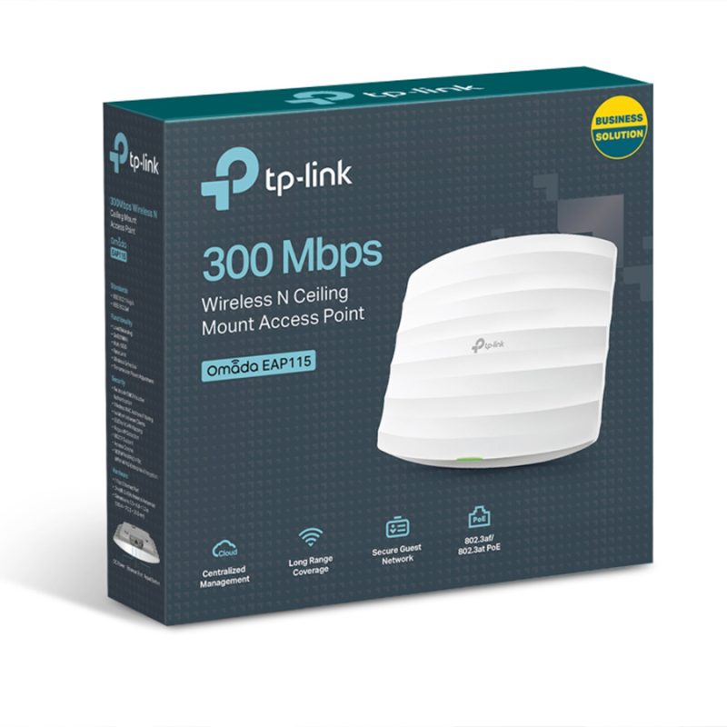 Access Point,TP-Link EAP115 bežična N pristupna tačka za montažu na strop/zid, 300 Mbps na 2,4 Ghz, 802.11b/g/n, 1 10/100