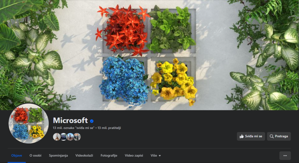 facebook stranica microsofta