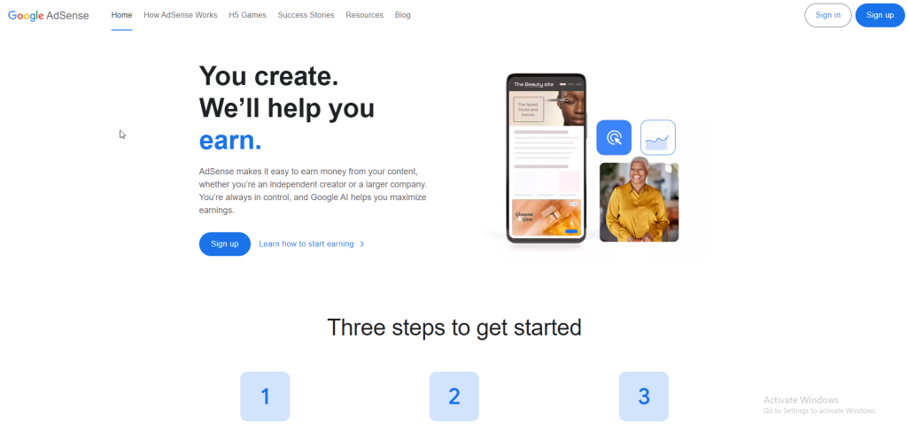 google adsense začetna stran