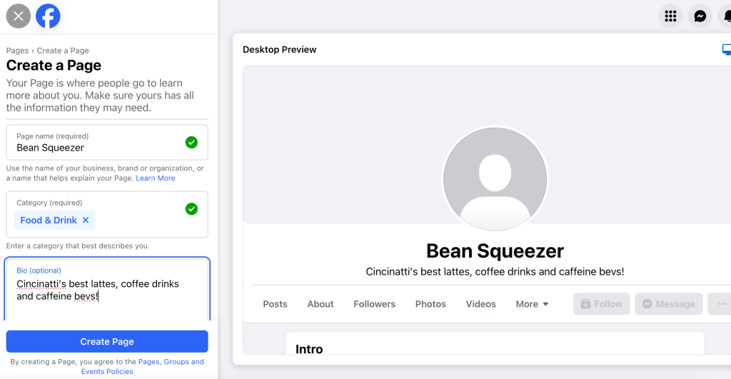kreiranje facebook stranice - korak 3